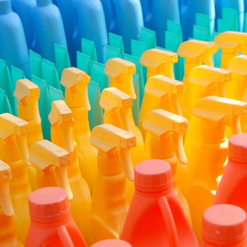 Coloured plastic bottles